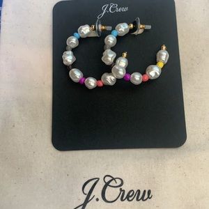 J.Crew Rainbow pop pearl hoop earrings